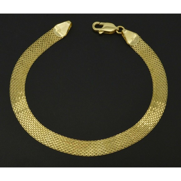 10k Yellow Solid Gold Bismark Link Mens Bracelet 5.5 mm 7 7.5 8 - Picture 1 of 4